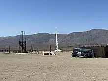 Amateur rocket launch at the Friends of Amateur Rocketry facility in the Mojave Desert.