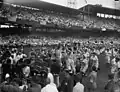 Players jump for the "first ball", tossed by Roosevelt at the All-Star Game, July 7, 1937