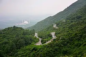 A view of Faisal Mosque, Margalla Hills