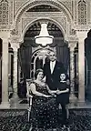 Bourguiba and his family in the lobby of the palace