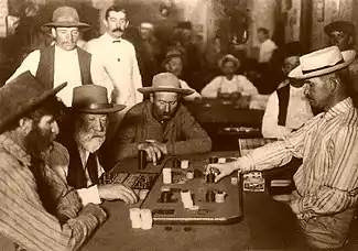 Men in an Arizona saloon in 1895 playing a game of faro