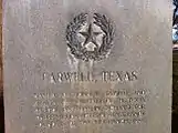 Monument commemorating the Farwell brothers for whom the town is named, founders of the XIT Ranch