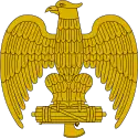 Eagle perched on fasces as adorned on caps and helmets of Fascist Italy.