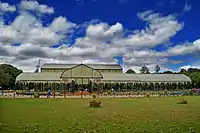 Side view of Glass House