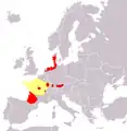 Geographical distribution of still existing European market-halls as of 2010