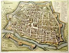 A map of Ferrara at the time of its loss by the Este family, c.1600