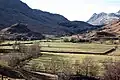 The valley with Castle Howe on the left and the Langdale Pikes on the horizon to the right.