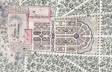 Map of Mariemont and its planned gardens in 1763