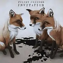 A painting of foxes