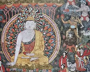 Detail of painting on silk, Mogao Caves, 10th-century.