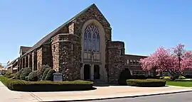 The front of the First Baptist Church in Hackensack, NJ.