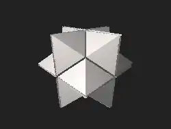 STL model of the first stellation of the rhombic dodecahedron decomposed into pyramids and half-cubes