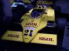 In the 1980s, Fittipaldi gained support from the Brazilian Beer Skol, this is Keke Rosberg's F8