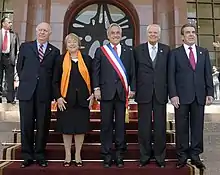 Image 17Five presidents of Chile since Transition to democracy (1990–2022), celebrating the Bicentennial of Chile (from History of Chile)