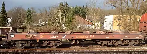 Six-axle wagon for coil transport (Sahmms710 owned by DB)