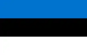 The flag of Estonia, a simple horizontal triband.