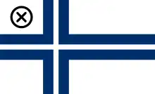 Finnish yacht club ensign. The circled X represents the club emblem