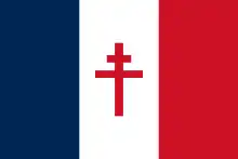 Flag of Free France, defaced with a red Cross of Lorraine