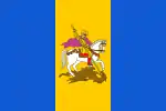 The flag of Kyiv Oblast, a charged vertical triband.