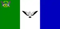 The flag of Príncipe, a charged vertical triband.