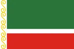 Flag of Chechen Republic, Russian Federation (perhaps barrulet in base)