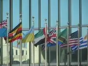 flags of various UN member states being displayed