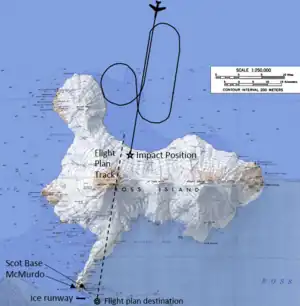 Flight path programmed into Air New Zealand Flight 901's autopilot leading directly into Mount Erebus