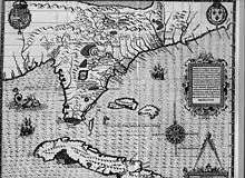 Image 21A 1591 map of Florida by Jacques le Moyne de Morgues. (from History of Florida)