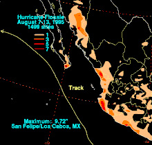 A color-coded map showing where and how much rain fell across Mexico.