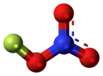 Ball-and-stick model of the fluorine nitrate molecule