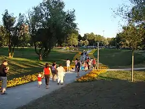 Footpath and flowers in park Bundek