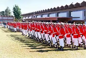 The Brazilian Marine Corps wears a dress uniform called A Garança.