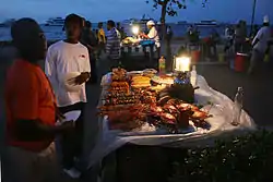 Image 28Barbecued beef cubes and seafood in Forodhani Gardens, Zanzibar (from Culture of Tanzania)