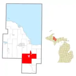 Location within Marquette County and the administered communities of Gwinn (1) and portion of K.I. Sawyer (2)