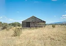 Wooden structure surrounded by yellow grassland