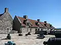 Officers' barracks, right; soldiers' barracks, left