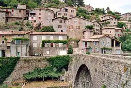 A view of Jaujac, from adjacent to the bridge