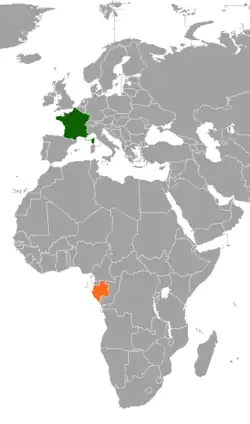 Map indicating locations of France  and  Gabon