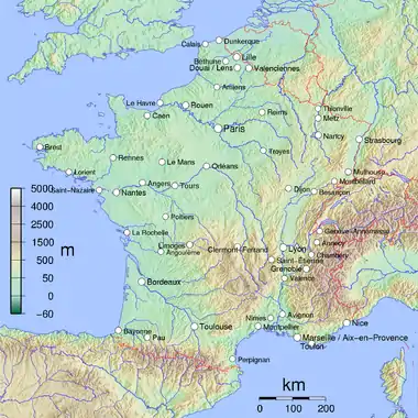 Map of French cities