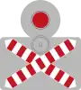 Level crossing without gates and with a flashing red warning light (single track)