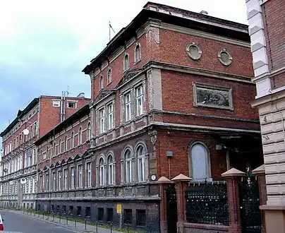 View from Czartoryskiego street, with the bas-relief on the right wall