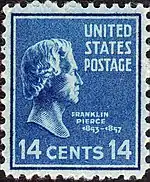 A postage stamp featuring Pierce