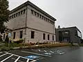 Rear view of the Franklin Public Library with contemporary addition