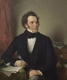 Image 81875 oil painting of Franz Schubert by Wilhelm August Rieder, after his own 1825 watercolor portrait (from Classical period (music))