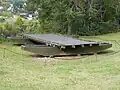 Model of a portion of the pontoon bridge built for the film Gods and Generals, displayed at the Fredericksburg and Spotsylvania National Military Park