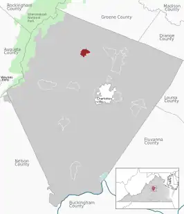 Location of the Free Union CDP within the Albemarle county