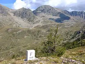 A marker on the French side of the border in Alpes-Maritimes