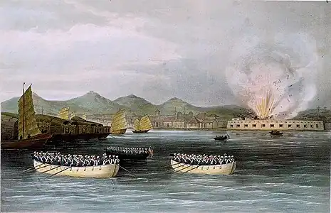 Royal Sappers and Miners blow up the French Folly Fort