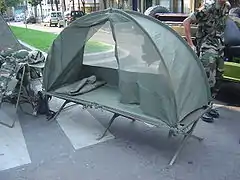 French portable field bed with mosquito net