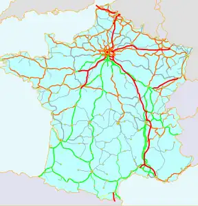 Map showing the network's electrified lines.